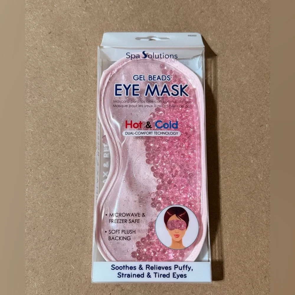 NEW NWT Spa Solutions Women's Pink Gel Bead Hot & Cold Eye Mask SM 319